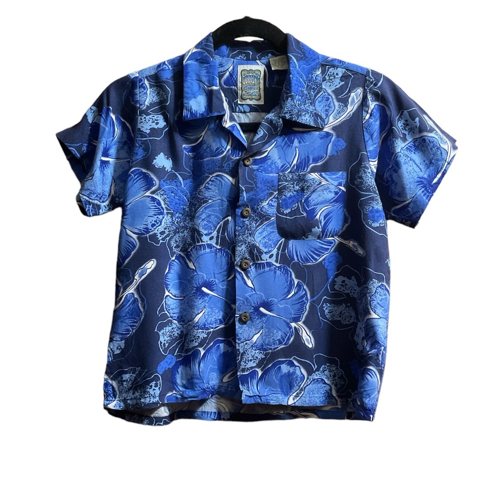 Boy’s Short Sleeve Button Down Blue Shirt. Resort Wear Summer Lightweight